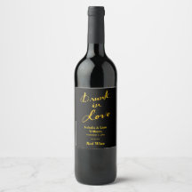 Betrunken in Liebe Wein Etikett - Gold & Schwarz