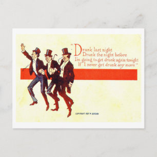 Betrunken letzte Nacht... 1909 Vintag Postkarte
