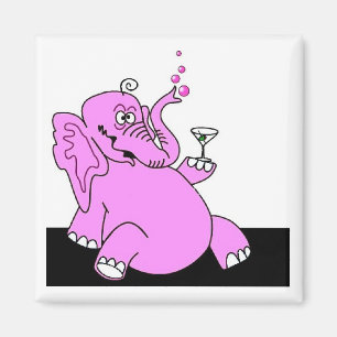 "Betrunken Pink Elephant" Kühlschrankmagnet SQUARE