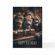 Betrunkene Affen trinken Bier im Pub Funny Adult