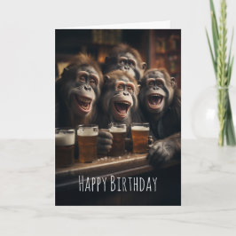 Betrunkene Affen trinken Bier im Pub Funny Adult Karte