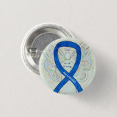 Betrunkene Angel Awareness Ribbon Buttone Button (Vorne & Hinten)