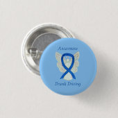 Betrunkene Angel Awareness Ribbon Buttone Button (Vorne & Hinten)