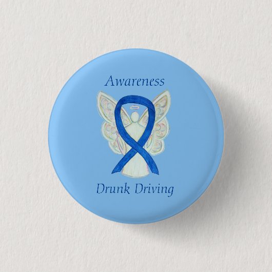 Betrunkene Angel Awareness Ribbon Buttone Button (Vorderseite)