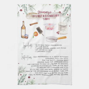 Betrunkene Cranberry-Sauce Rezept Erbstück Geschirrtuch