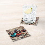 Betrunkene Dackeln trinken Küsten Rechteckiger Pappuntersetzer (Vor Ort)