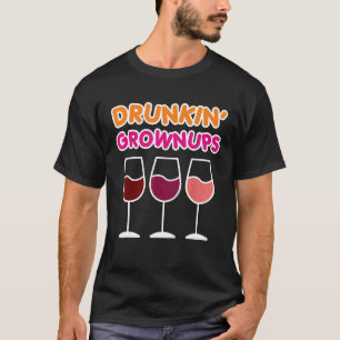Betrunkene Erwachsene Wein Trinken Lustig Junggese T-Shirt