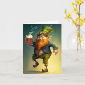 Betrunkene Leprechaun Clurichaun-Illustrationskart Karte (Gelbe Blume)