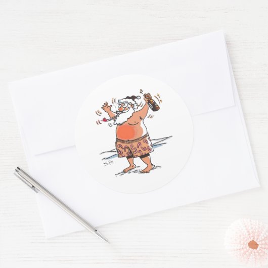 Betrunkene Santa große runde Aufkleber (Umschlag)