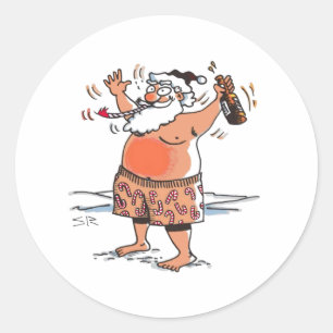 Betrunkene Santa große runde Aufkleber