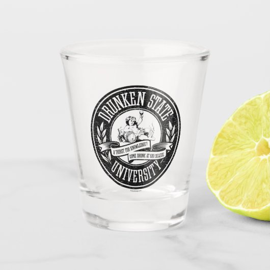 Betrunkene Staats-Universität Schnapsglas (Vorderseite)