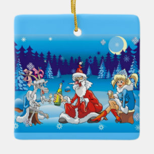 betrunkene Weihnachtsfeiertage Keramikornament