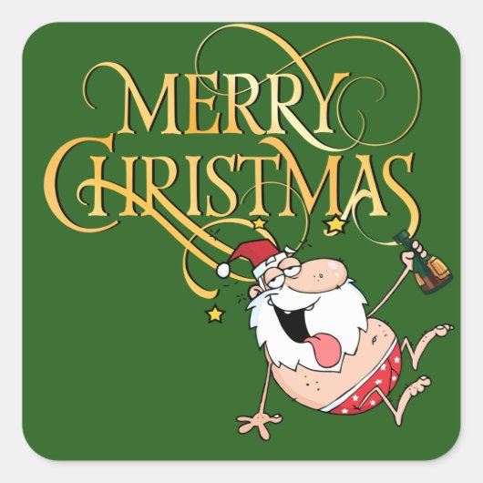 Betrunkene Weihnachtskleber Quadratischer Aufkleber (Vorderseite)