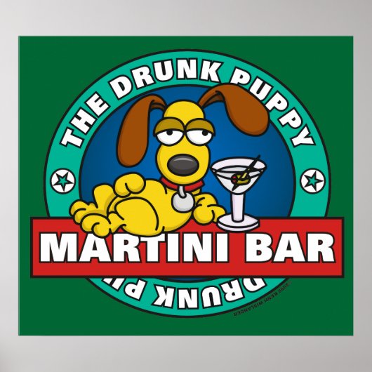 Betrunkene Welppy Martini Bar Poster (Vorne)