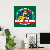 Betrunkene Welppy Martini Bar Poster (Heimbüro)