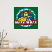 Betrunkene Welppy Martini Bar Poster (Küche)