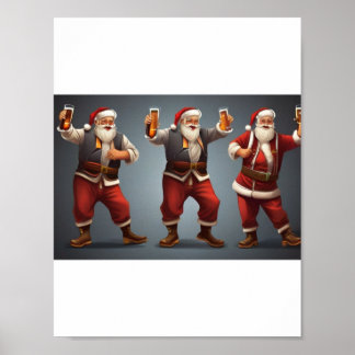 betrunkener darstellender Tanz des Weihnachtsmanne Poster