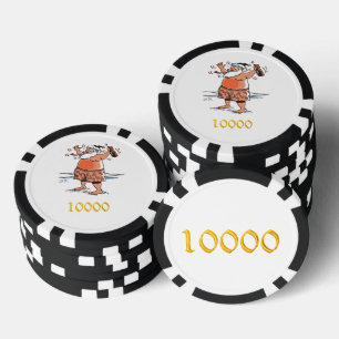 Betrunkener Poker-Chip mit Santa Black Gold 10000 Pokerchips