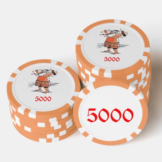 Betrunkener Poker-Chip Santa orange 5000 Pokerchips (Stapel)
