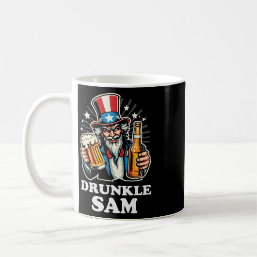 Betrunkener Sam Lustiger 4. Juli Onkel Sam mit Bie Kaffeetasse (Links)