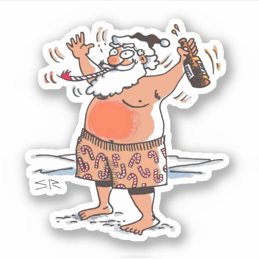 Betrunkener Santa-Kontur-Aufkleber Aufkleber (Vorderseite)