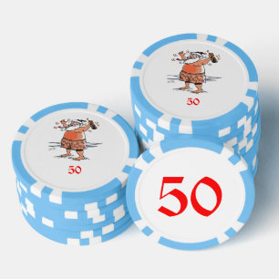 Betrunkener Santa Light Blue 50 gestreifter Poker Pokerchips