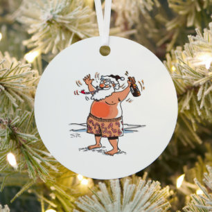 Betrunkener Santa rundes Metallornament Ornament Aus Metall
