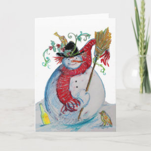 BETRUNKENER SCHNEEMANN FEIERTAGSKARTE