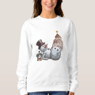 Betrunkener Schneemann mit einer Flasche Whiskey. Sweatshirt