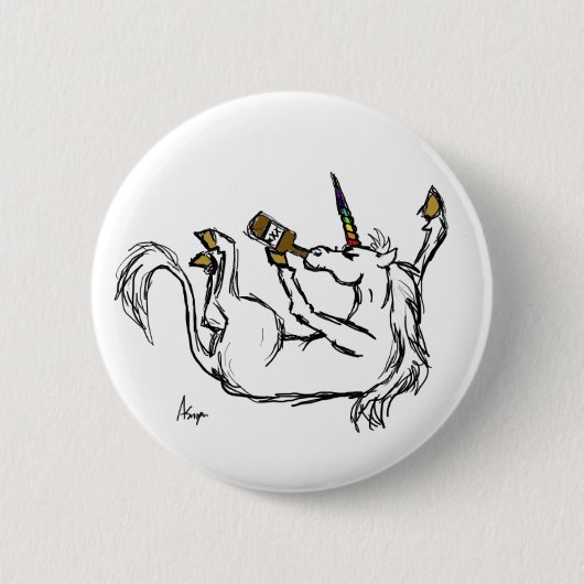 Betrunkener Unicorn-Knopf Button (Vorderseite)