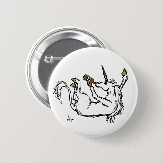 Betrunkener Unicorn-Knopf Button (Vorne & Hinten)