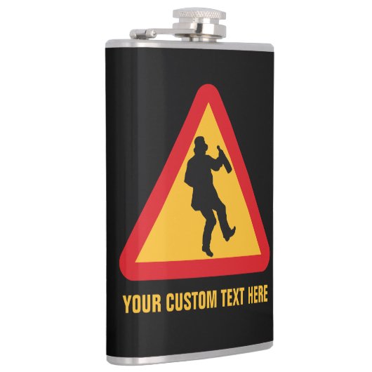 Betrunkener Warnhinweis Flachmann (Rechts)