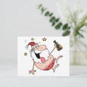 Betrunkener Weihnachtsmann Feiertagspostkarte (Stehend Vorderseite)