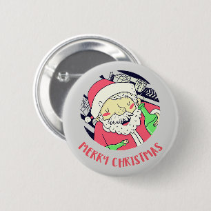 Betrunkener Weihnachtsmann Frohe Weihnachten Knopf Button
