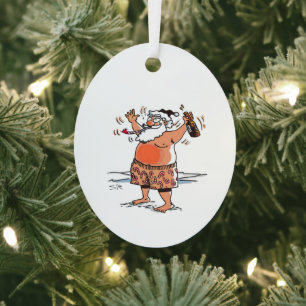 Betrunkener Weihnachtsmann ovaler Metallschmuck Ornament Aus Metall