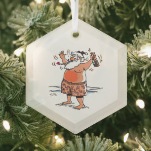 Betrunkener Weihnachtsmann-Sechseck-Glasornament Ornament Aus Glas