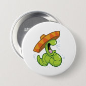 Betrunkener Wurm mit Sombrero-Party Button (Vorne & Hinten)