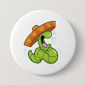 Betrunkener Wurm mit Sombrero-Party Button (Vorderseite)