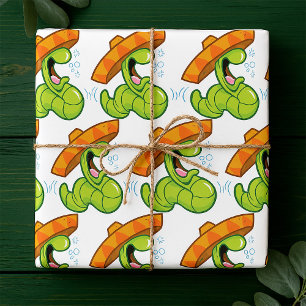 Betrunkener Wurm mit Sombrero-Party Geschenkpapier