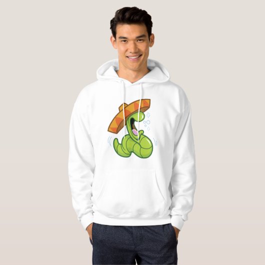 Betrunkener Wurm mit Sombrero-Party Hoodie (Vorne ganz)