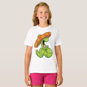 Betrunkener Wurm mit Sombrero-Party T-Shirt (Vorne ganz)