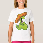 Betrunkener Wurm mit Sombrero-Party T-Shirt (Vorderseite)