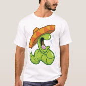 Betrunkener Wurm mit Sombrero-Party T-Shirt (Vorderseite)