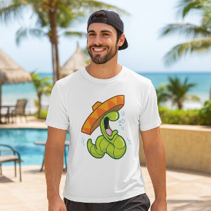 Betrunkener Wurm mit Sombrero-Party T-Shirt