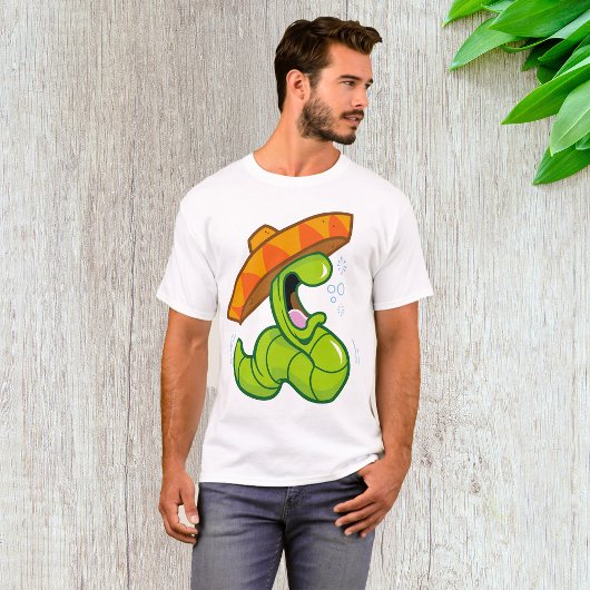 Betrunkener Wurm mit Sombrero-Party T-Shirt