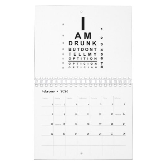 betrunkenes Augendiagramm Kalender (Feb 2026)
