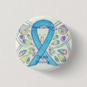 Betrunkenes Button "Butterfly Awareness Ribbon" (Vorderseite)