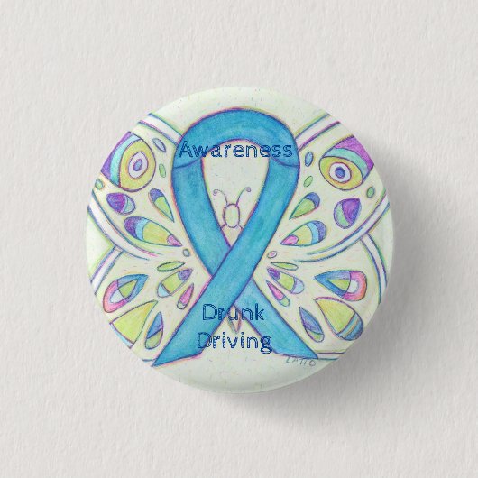 Betrunkenes Button "Butterfly Awareness Ribbon" (Vorderseite)