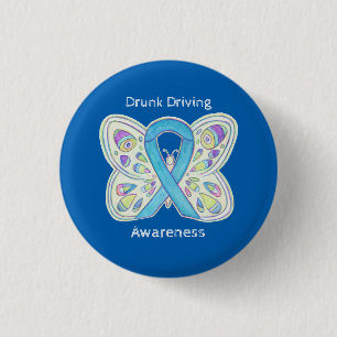 Betrunkenes Button "Butterfly Awareness Ribbon"