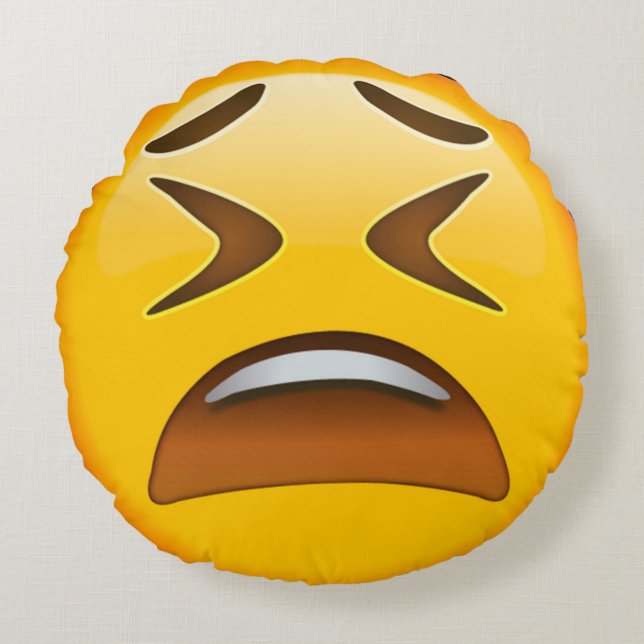 Betrunkenes Emoji Rundes Kissen (Vorderseite)